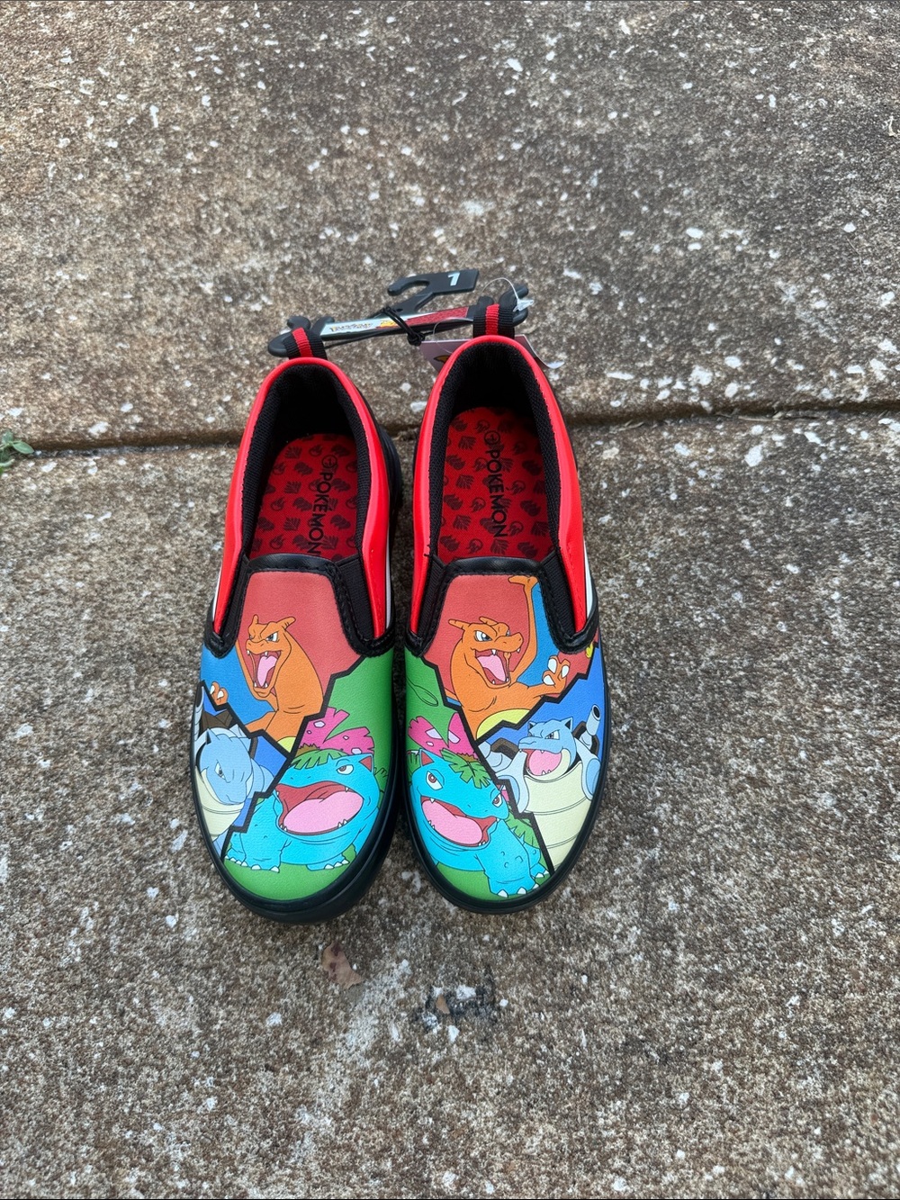Kids Pokémon Slip-On Sneakers in Red, Blue & Green. Size 1 NWT